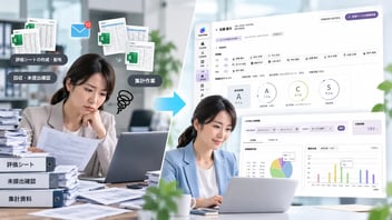 人事評価システム, 人事評価DX, エクセル管理からの脱却, 業務効率化, 人事労務クラウド, SmartOps, 評価シート集計自動化