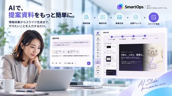 AIスライド生成, 提案資料自動作成, SmartOps, プレゼン資料作成AI, 業務効率化, 資料作成ツール, DX
